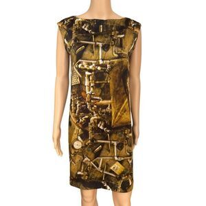 Christian Wijnants Silk Shift Dress 100% silk lining Industrial Print Sz 36/6US